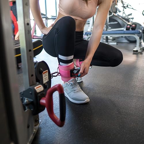 Miniatura 7 de Par de correas de tobillo de calidad dobles en D para fijación de máquinas de cable, tobilleras para equipo de entrenamiento de piernas, máquina de
