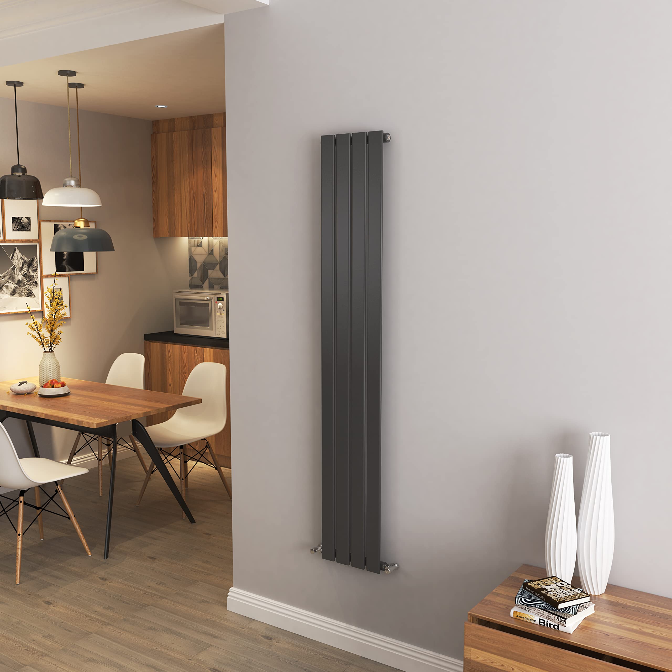 Anthracite Vertical Radiator Single Column Flat Panel Central Heating Radiators 1600 * 272mm