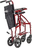 Vista 5 de Silla de ruedas Drive Medical Fly Lite de aluminio ultraligero, silla de transporte, DFL19-RD, 19", Marco rojo, 1, 1