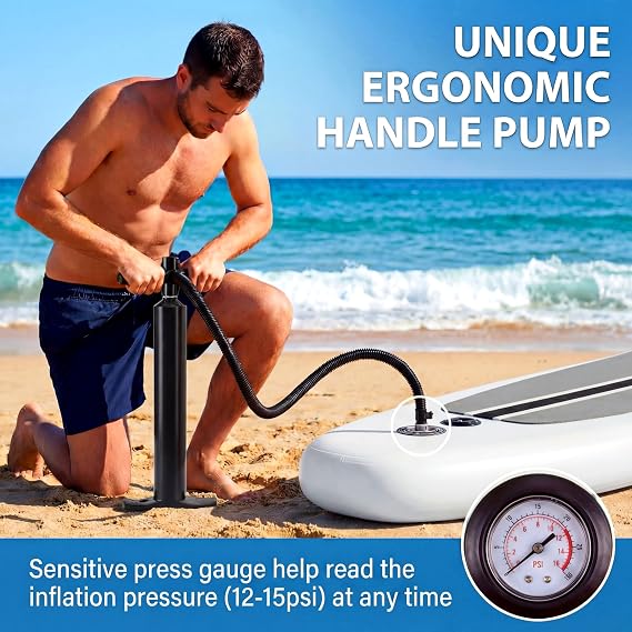 TLSUNNY 10FT Inflatable Stand Up Paddle Board W/Full Accessories, Beginner Inflatable SUP Board W/Non-Slip EVA Deck, Lightweight, Stable Wide, Pump, Repair Kit, Paddle, Leash, Backpack for All Skill
