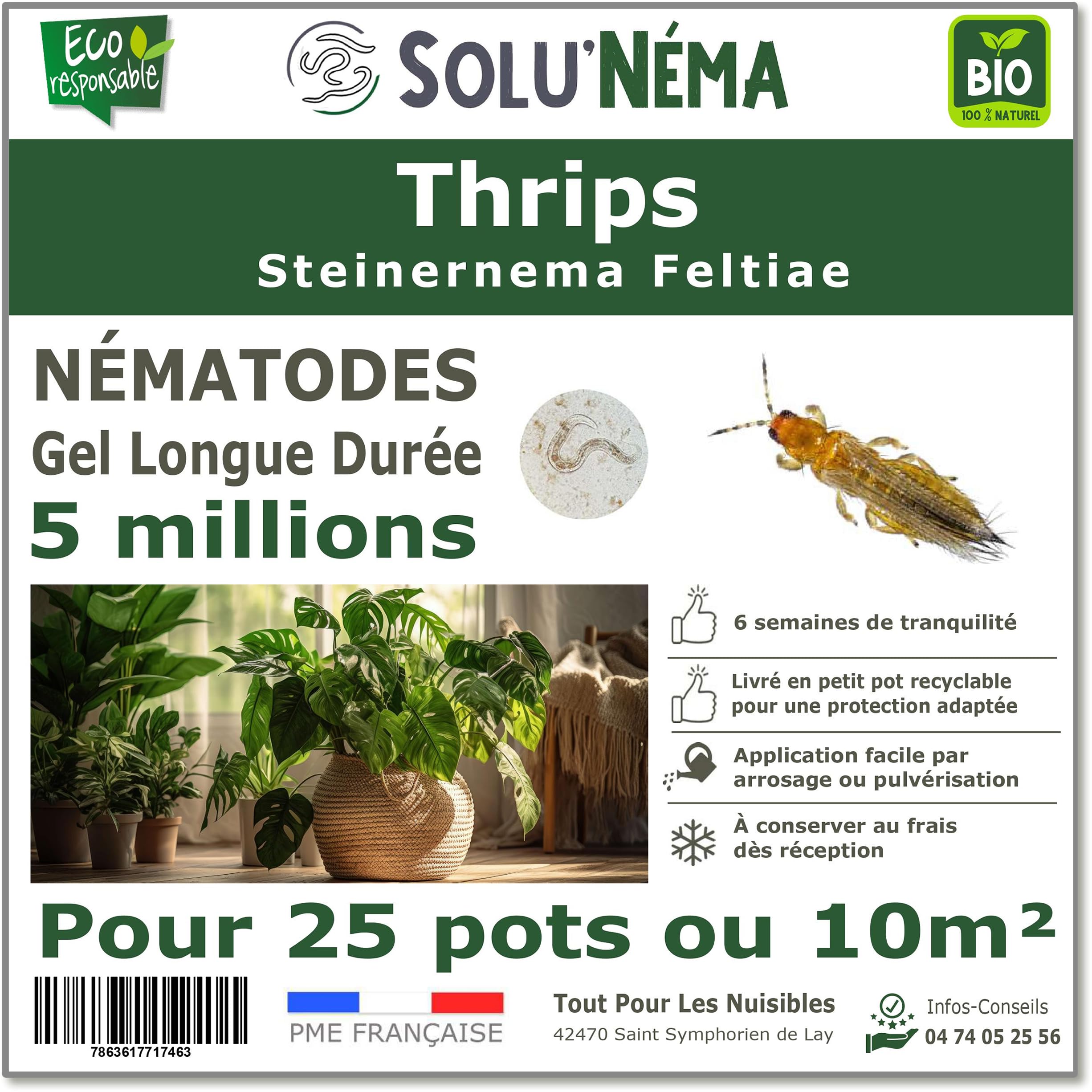 TOUT POUR LES NUISIBLES SOLUNEMA - Nématodes Contre les Thrips 5 Millions Longue Durée