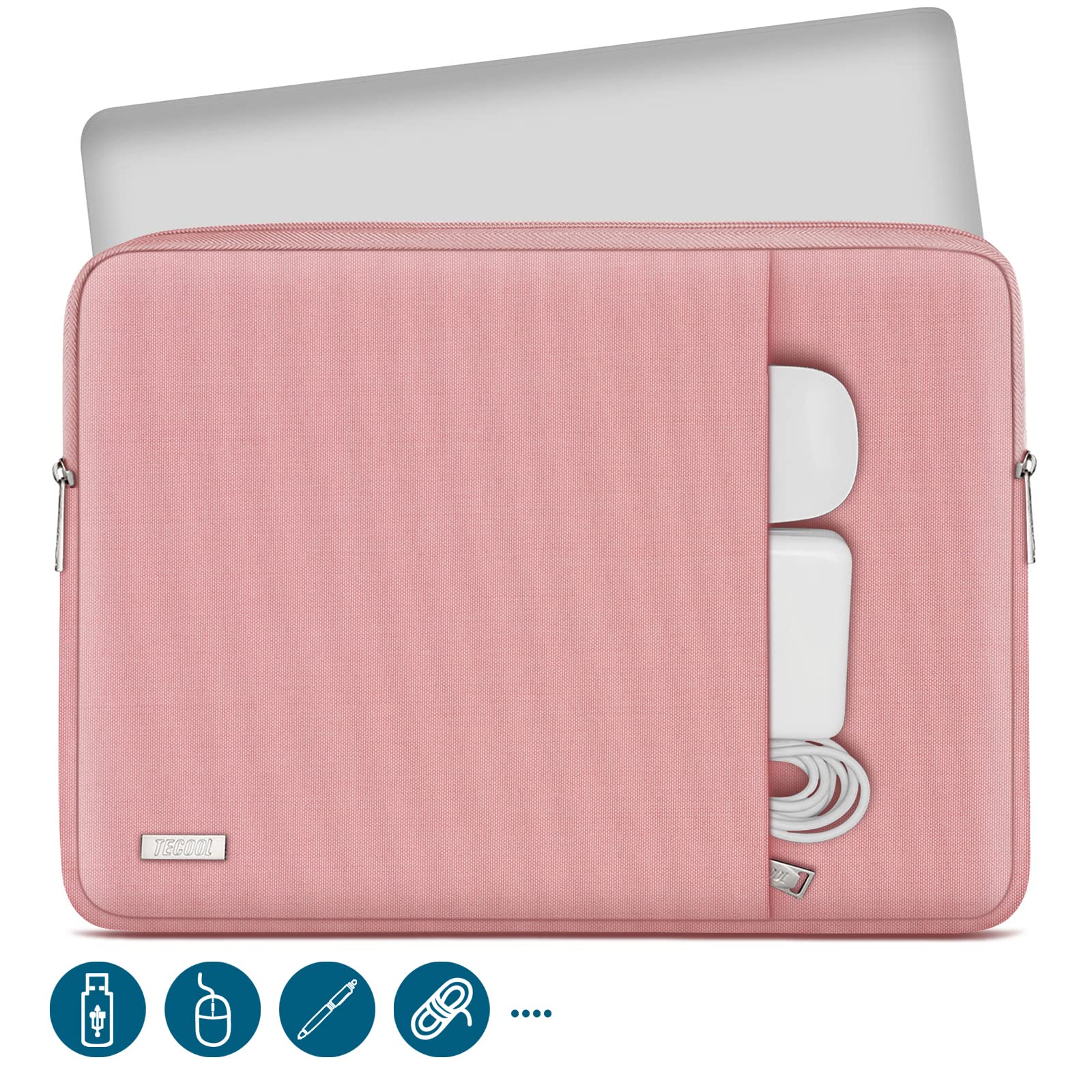 TECOOL Custodia PC 15-15.6 Pollici, Protettiva Custodia Portatil Computer 15.6 Pollici Compatibile con 15-15.6" HP Pavilion Lenovo Thinkpad Ideapad Dell Acer ASUS Chromebook Notebook,Rosa