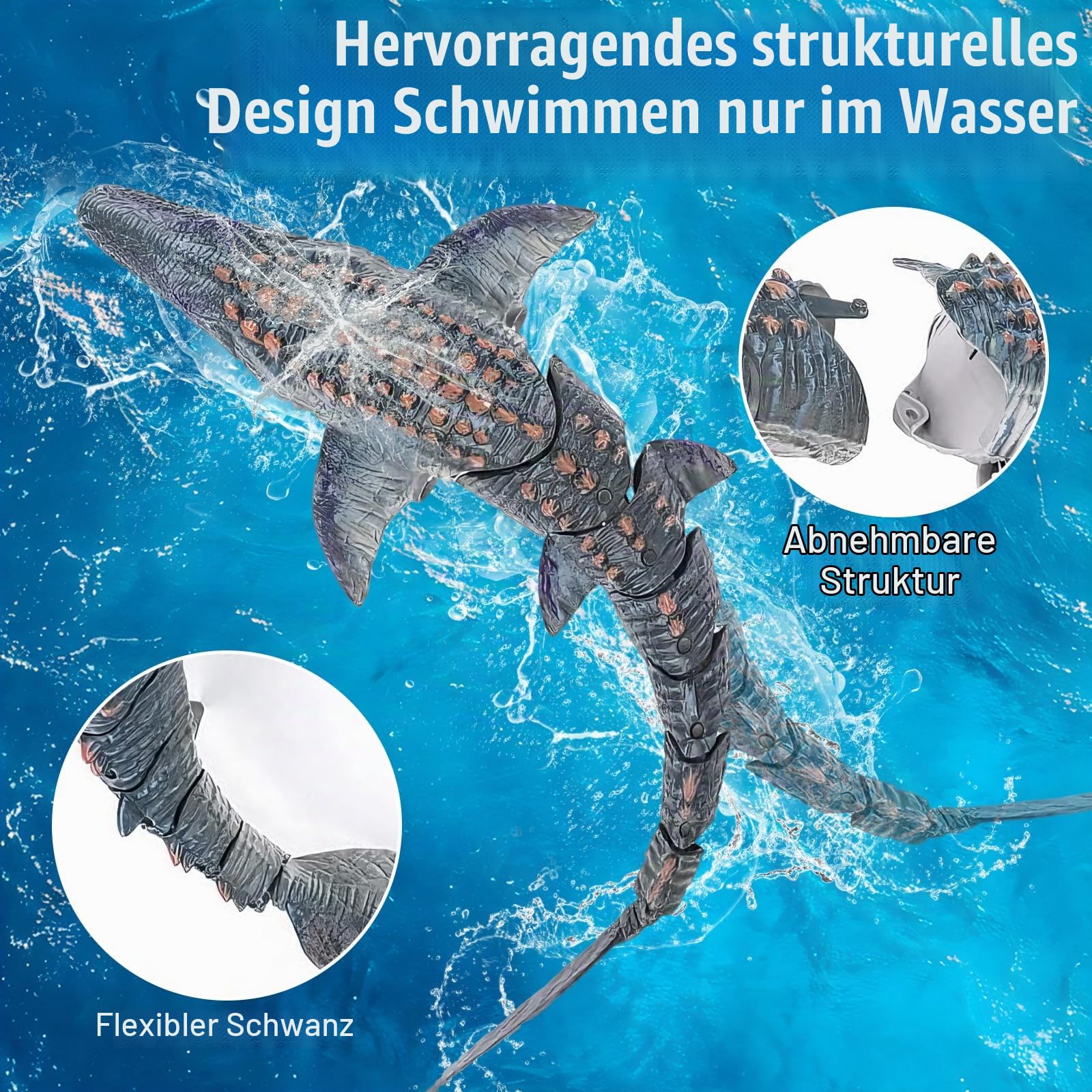 Ferngesteuertes Mosasaurus RC Boot, 2.4GHz Fernbedienung Hai Boot