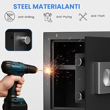 Locksworth Safe Box with Electronic Keypad-0.6 Cubic Feet Safety Box for Cash/Jewelry/Documents/Guns, Digital Security Lock Box for Home/Office/Hotel and Personal Use, 13.8 inch x 9.8 inch x 9.8 inch