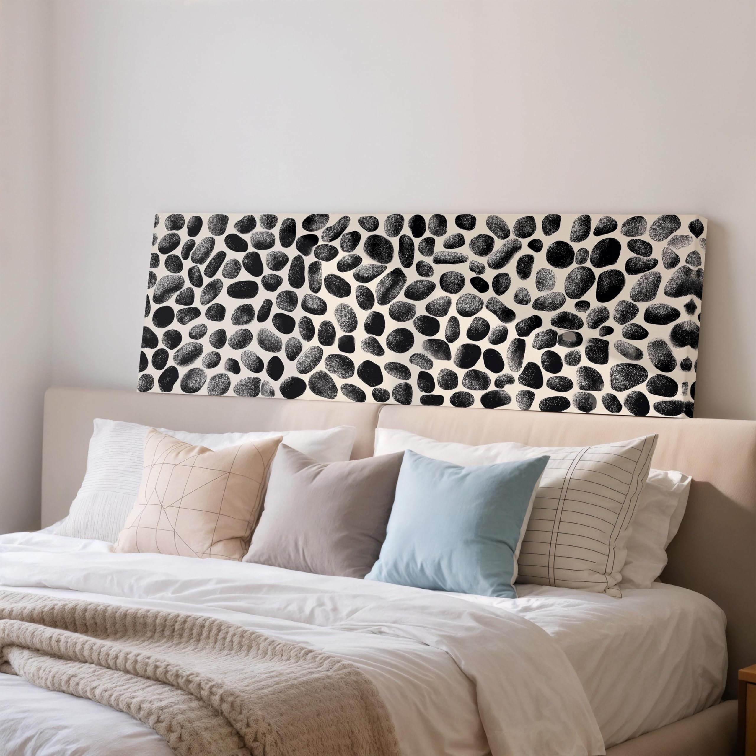 XBTYKPB Stones Canvas, Long Narrow Canvas Wall Art, Wide Panoramic Print, Large Black and White Decor, size Zen, Bathroom Art(60x180cm/Frameless)