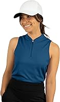 Vista 1 de Three Sixty Six Polo de golf sin mangas para mujer, sin cuello, con cremallera, de secado rápido, para mujer