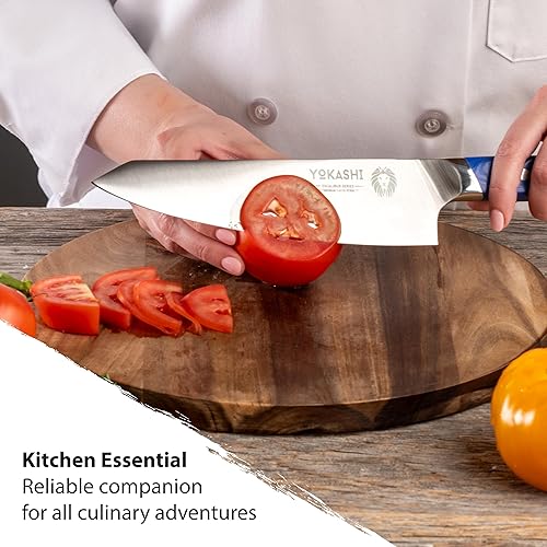 Miniatura 3 de YOKASHI Cuchillo de chef alemán de acero de 8 pulgadas, retención de borde superior para picar, rebanar y cortar en cubitos precisos para chefs