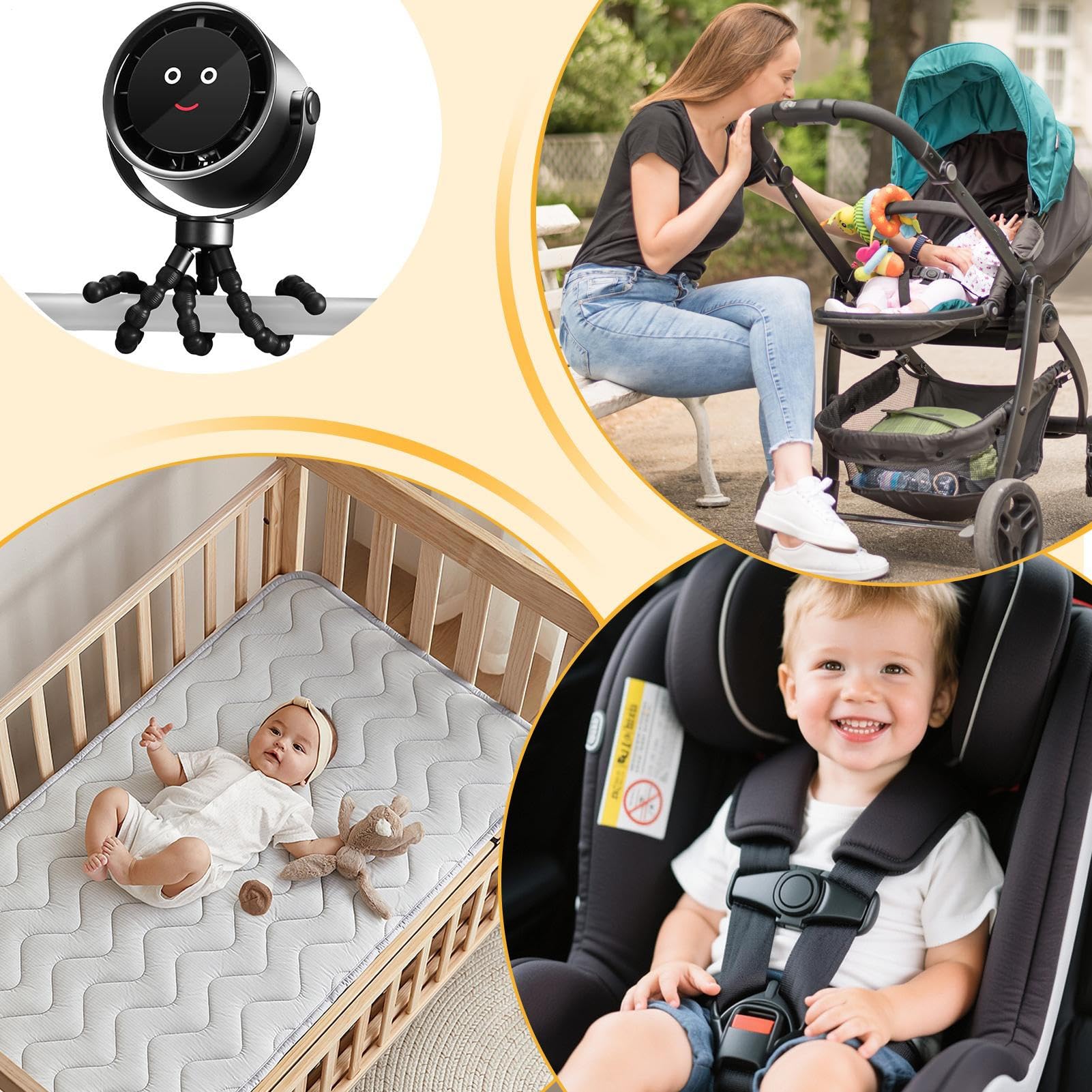 Ventilatore da Passeggino Ventilatore Portatile a Clip Rinfrescante | 360° Girevole Portatile Aria Fresca Lettino Seggiolino Auto Bicicletta