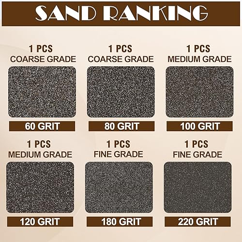 Miniatura 2 de Jamiikury Juego surtido de 6 bloques de lijado, bloque de arena esponja, lavable y reutilizable, bloque de papel de lija húmedo y seco para paneles