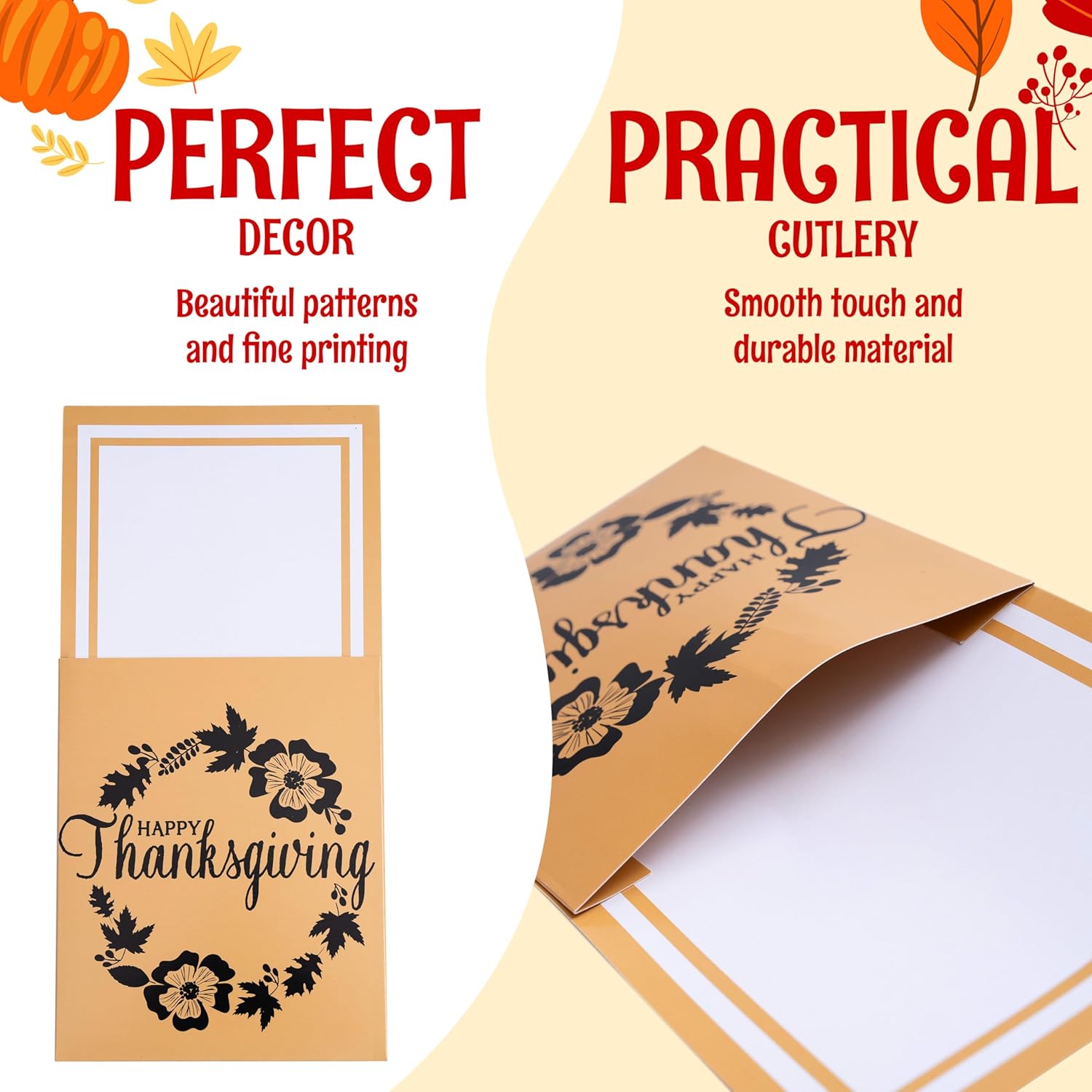 JOYIN 36 PCS Thanksgivng Turkey Cutlery Holders, Gold Foil Utensil Holders for Autumn Fall Party, Dinner Table Decor,Thanksgiving Party Favors, Decorations,Disposable Utensils