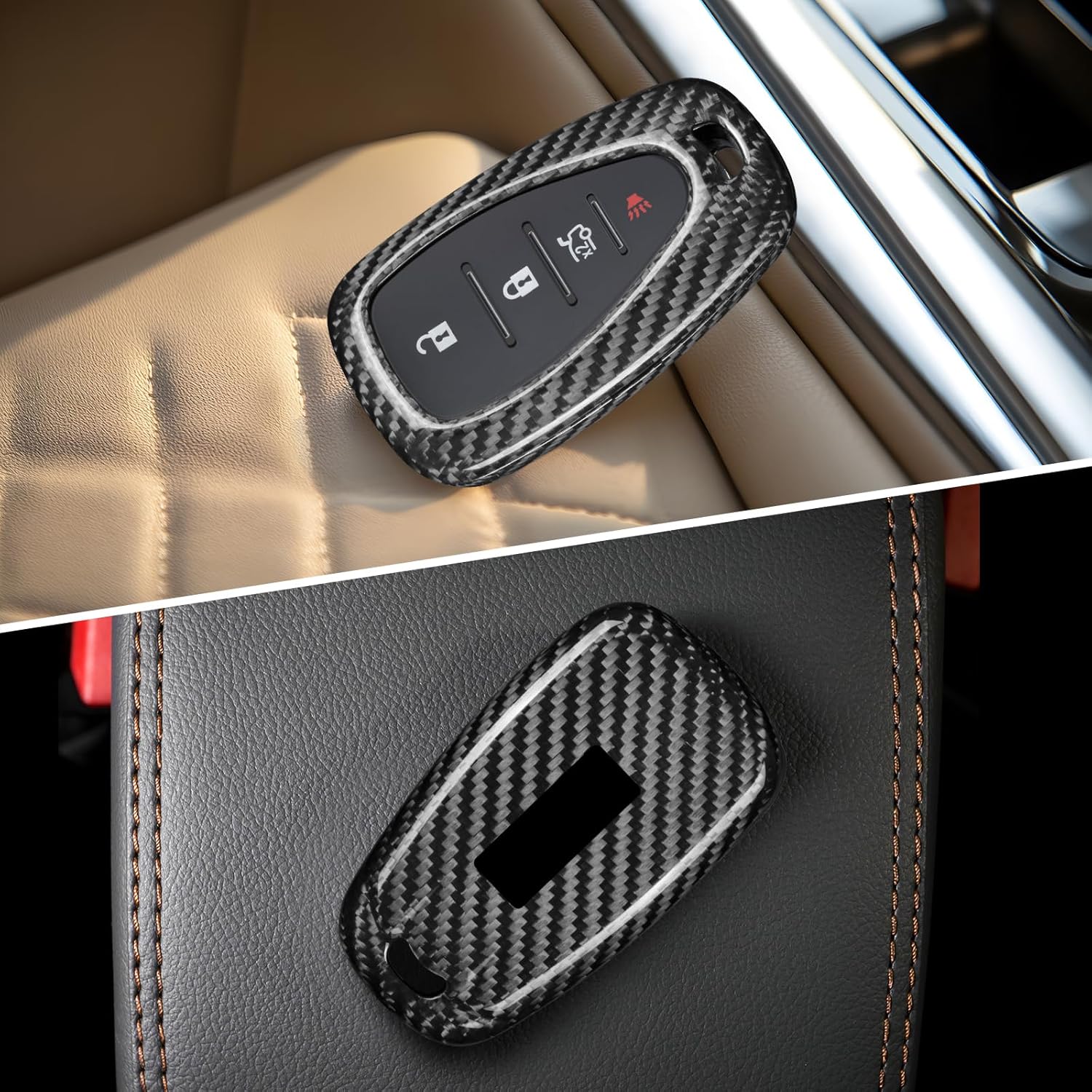 T-carbon Key Fob Cover Fits Chevy Camaro Malibu Cruze LT 2017-2023