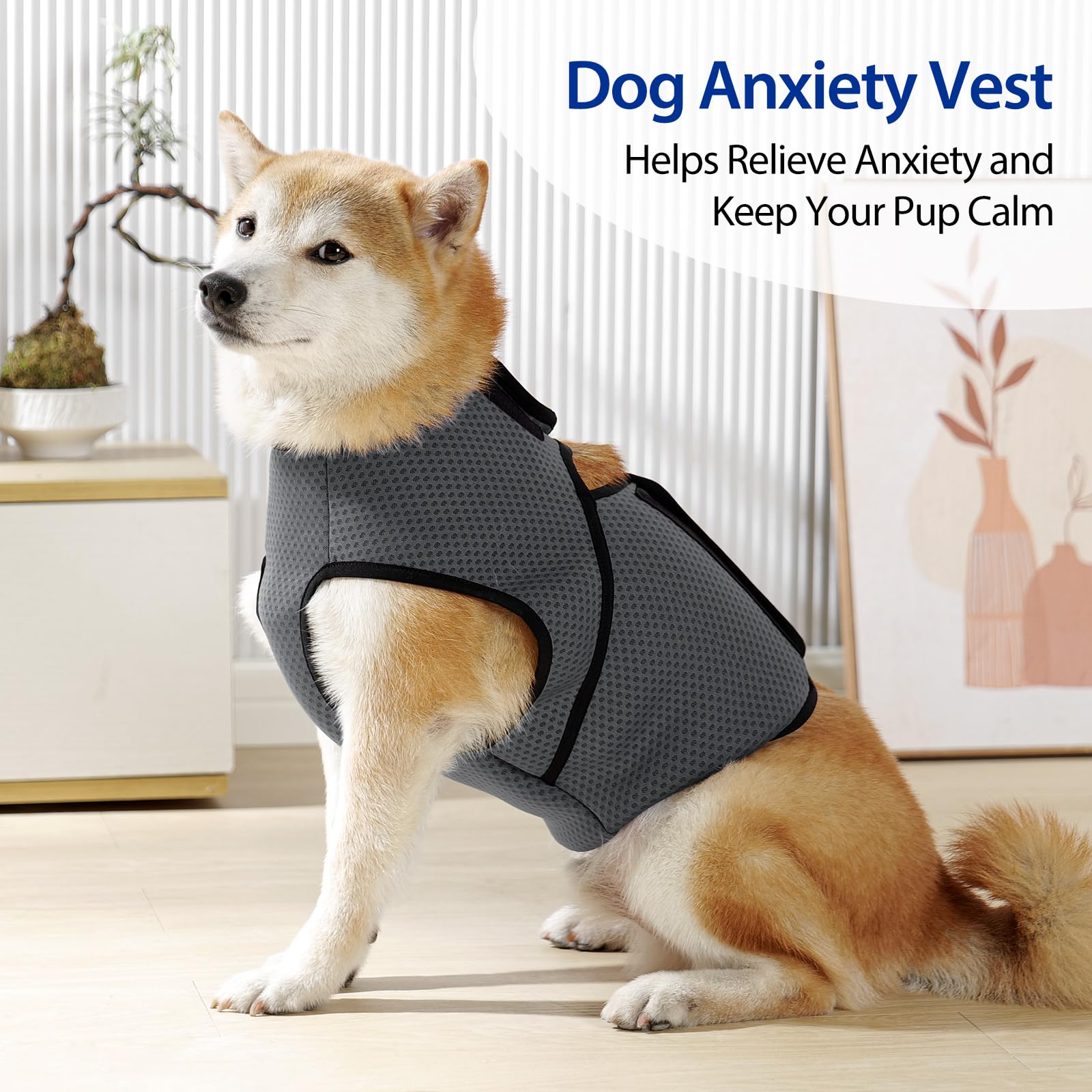 LIANZIMAU Cappotto Anti Ansia Cane-Calmante Gilet Antiansia Cani per Tuoni Fuochi e Separazione，Collo regolabile addome avvolgimento leggero giacca ansiolitica per Taglia Piccola, Media, Grande cani