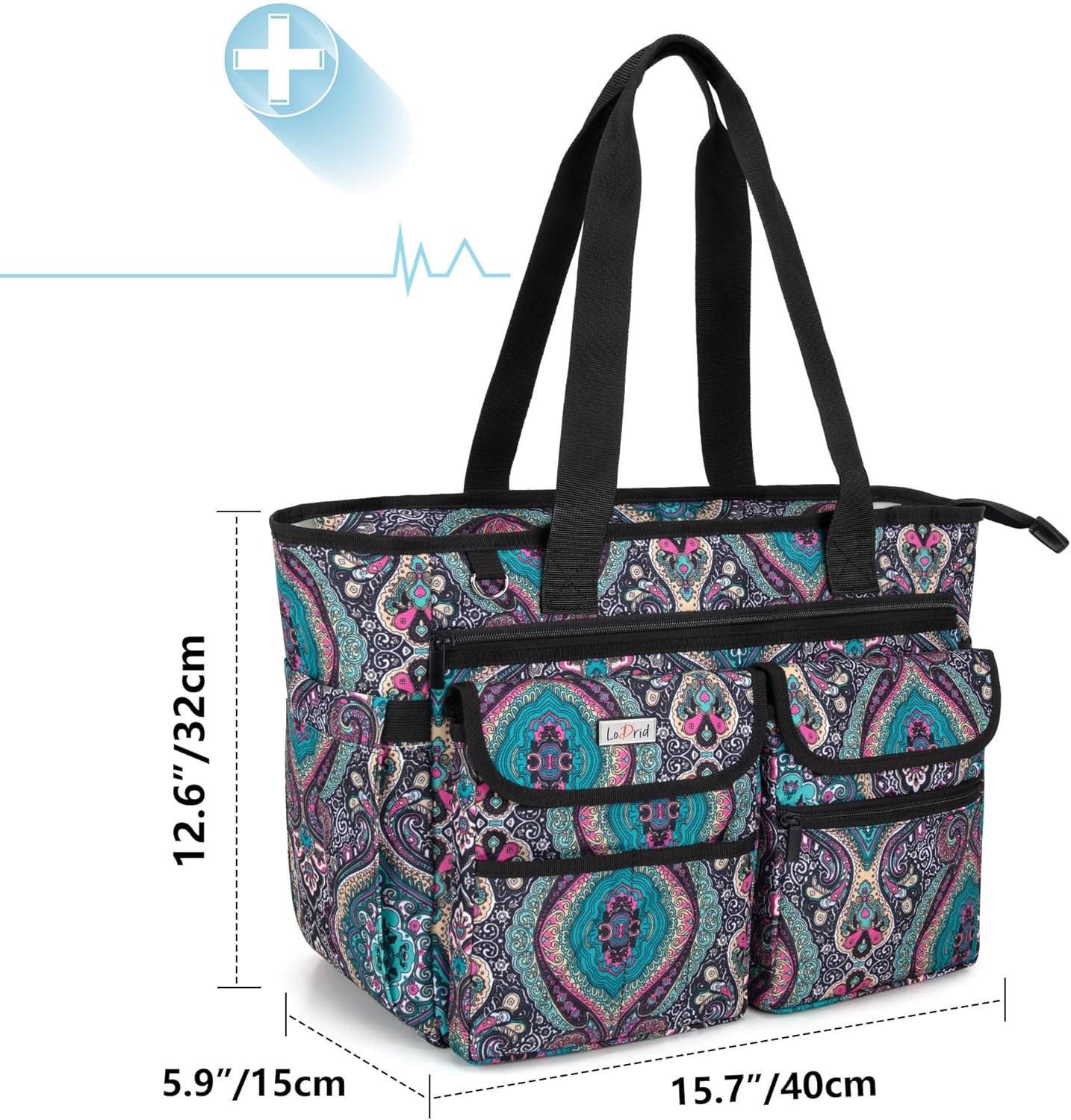 LoDrid Nurse Tote Bag with Bottom Padded Pad, Nurse Bags and Totes for Work with Large Compartment, Bag Only - Image 6