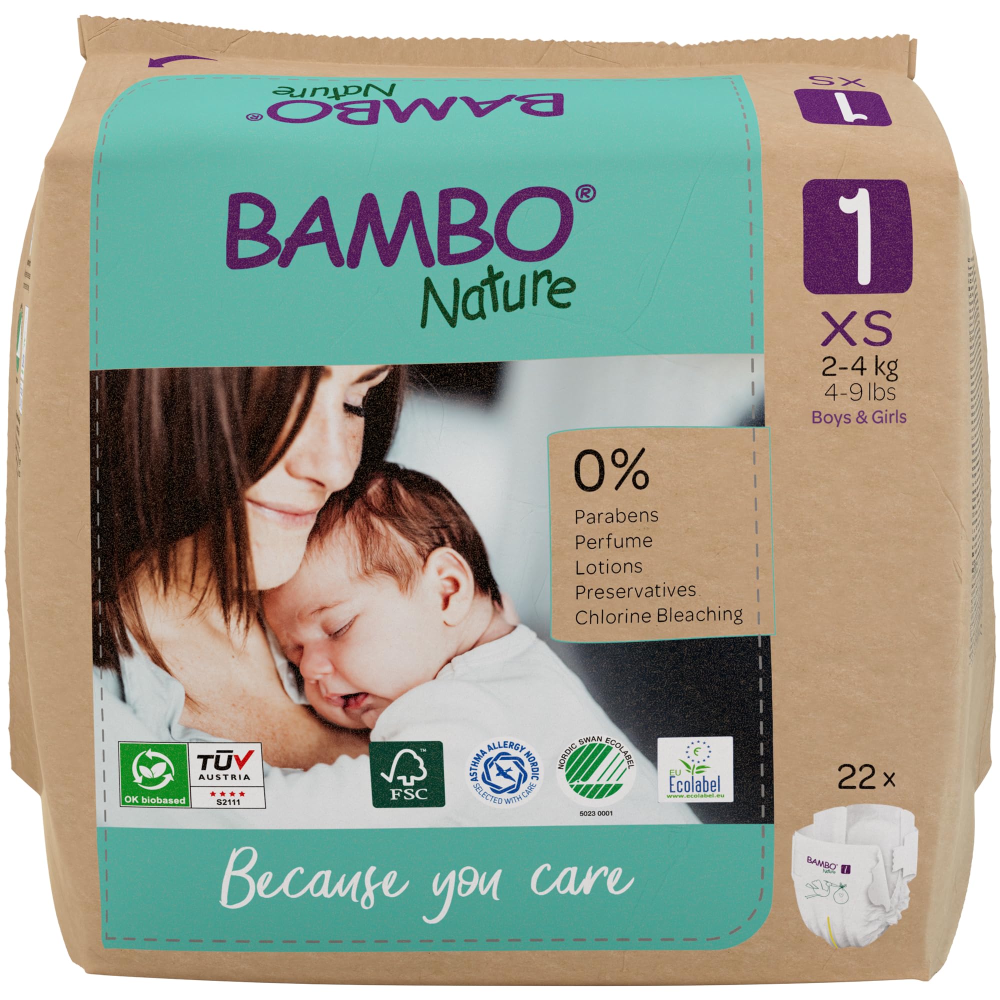 Bambo Nature Baby Windeln Größe 1 (2-4kg) - 22 St Premium Diapers mit verbesserter Auslaufsicherheit | Ultimativer Komfort & Freiheit für Neugeborene | Dermatologisch getestet Nappies