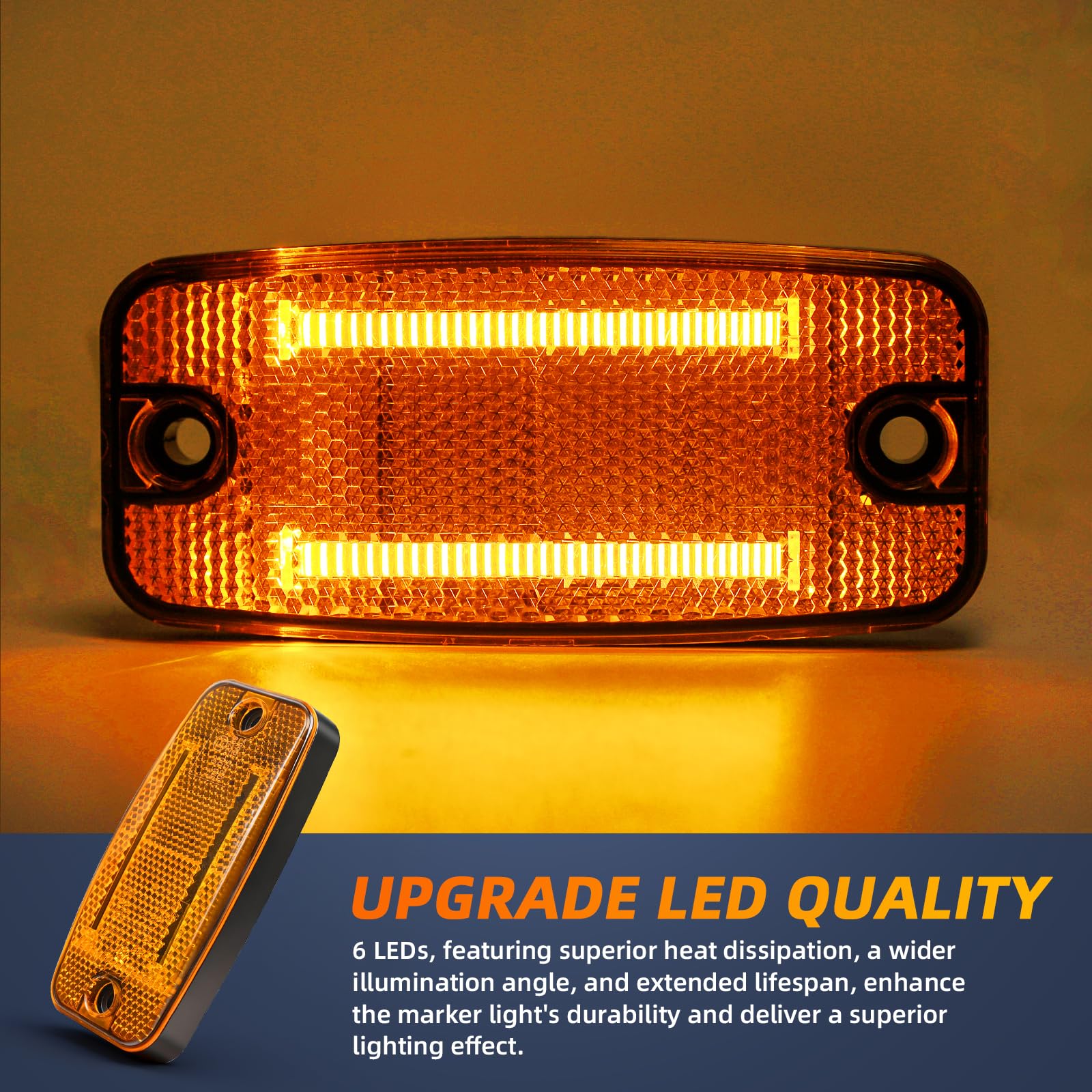 6x Amber LED Seitenmarkierungsleuchten Set – 12V/24V, ECE R91/R148 Zertifiziert, IP67 Wasserdicht – für Anhänger, LKW, Wohnwagen, Landmaschinen