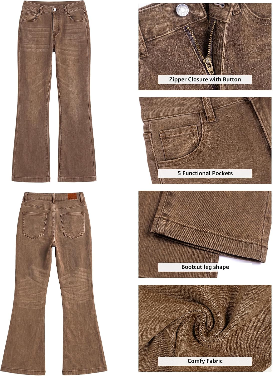 luvamia Bootcut Jeans for Women Trendy Mid Rise Stretch Western Denim Pants