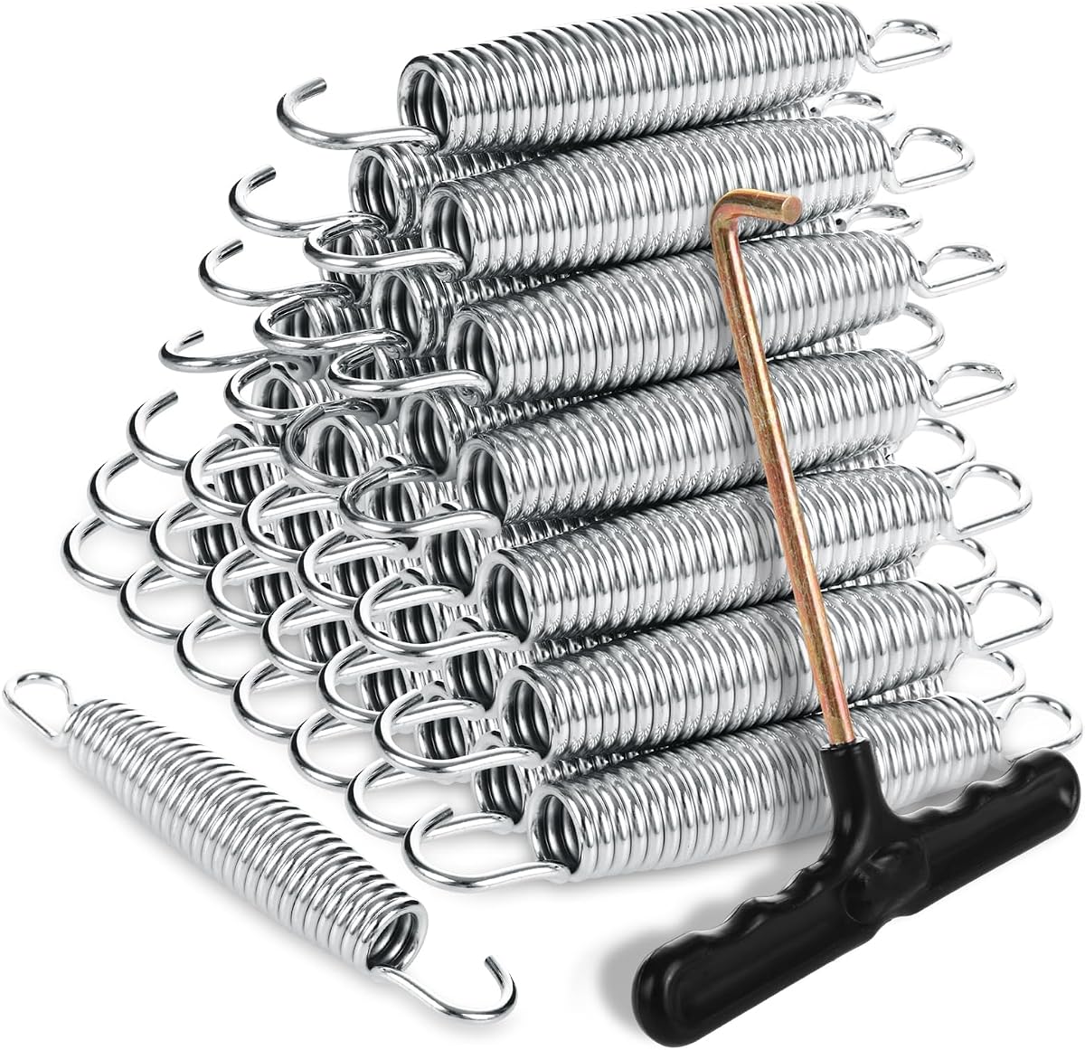 72PCS Trampoline Springs 5.5 Inch, Heavy Duty Trampoline Springs, Stainless Steel Replacement Trampoline Parts Spring with T-Hook for Outdoor Trampoline