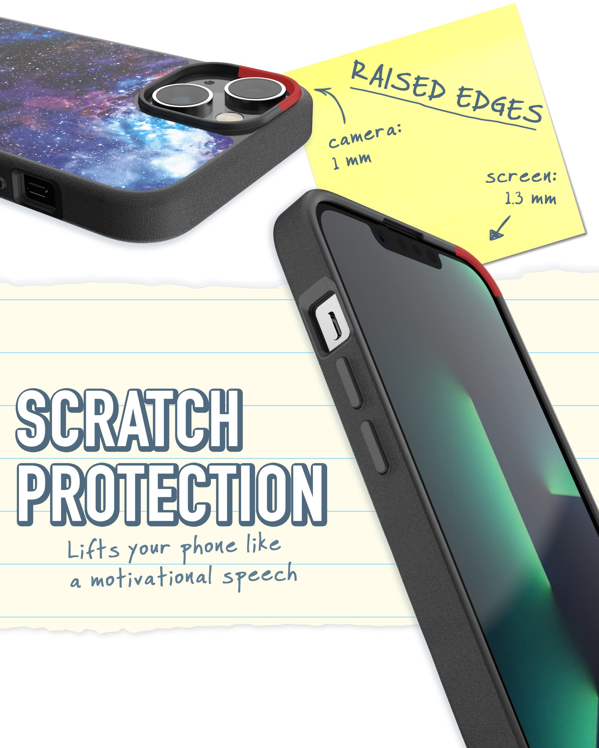 Smartish Custodia sottile per iPhone 14 – Gripmunk compatibile con MagSafe [leggera e protettiva] custodia sottile con fodera in microfibra – Spaced Out