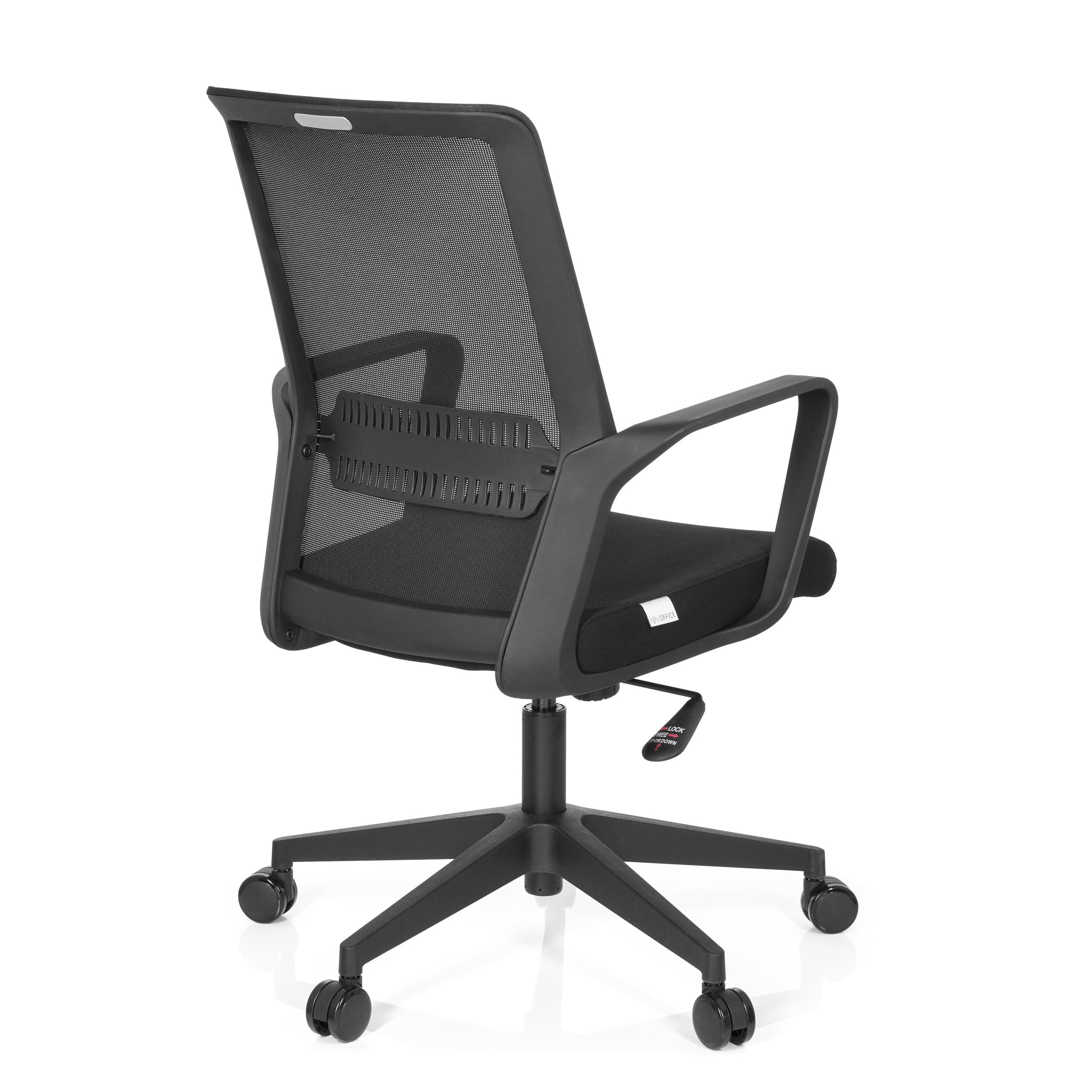 HJH Office 732030 Sedia da ufficio PRESTON in tessuto nero Sedia girevole da ufficio ergonomica con supporto lombare