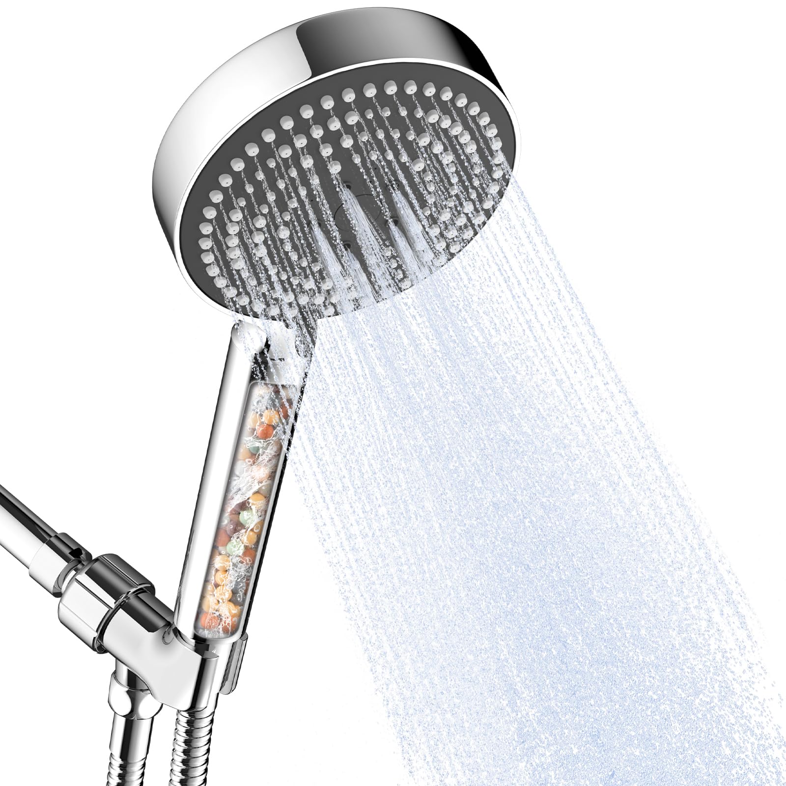 OFFO Filtered Shower Head with Handheld, 20 Stage Shower Head with Filter for Hard Water with 60" Stainless Steel Hose & Holder, 6 Modes High Pressure Shower Head to Remove Chlorine, Chrome