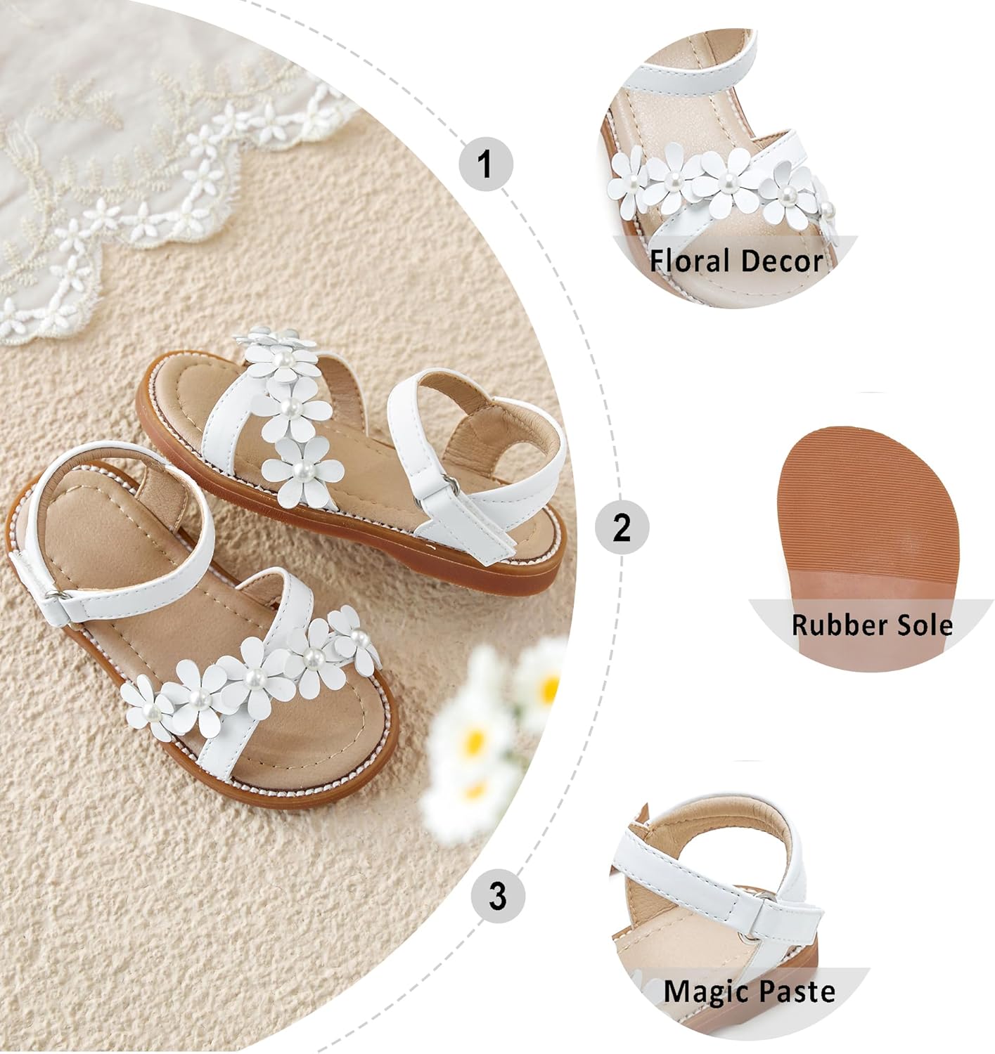 Otter MOMO Girls Open Toe Princess Flat Sandals with Comfort Sole Summer Sandals - Image 5