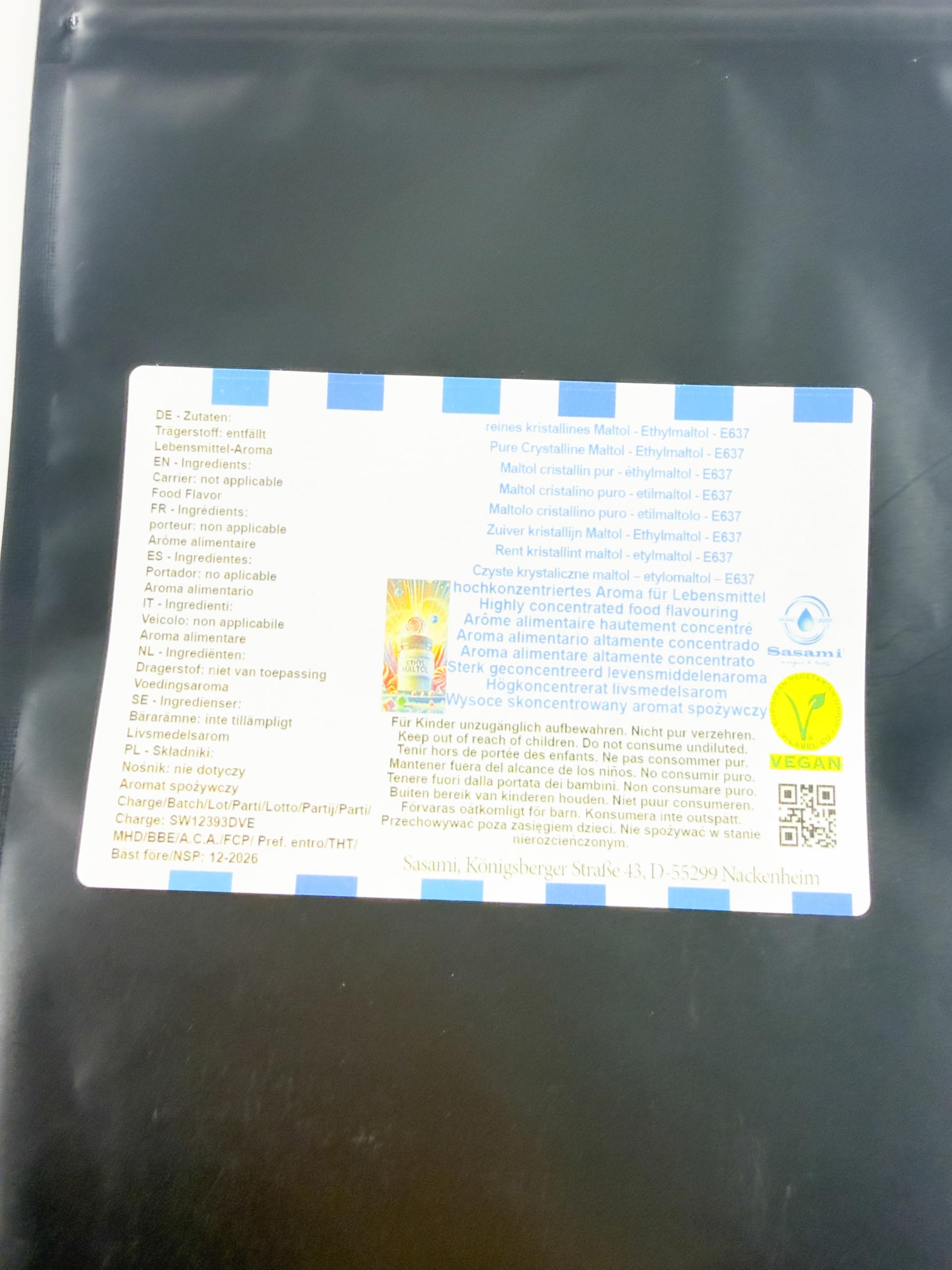 Maltol cristalino puro - etilmaltol - E637 - aroma concentrado - Vegano - Sasami - 10g