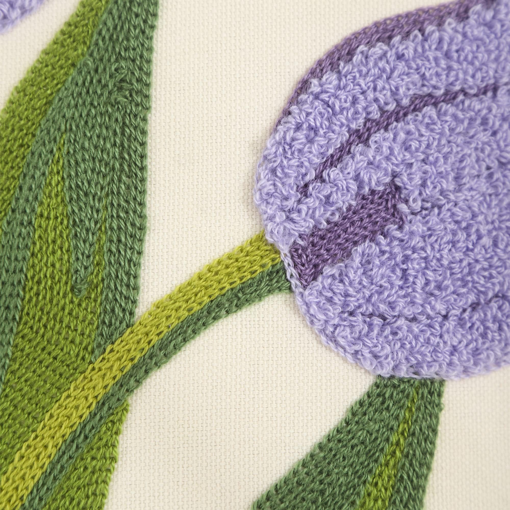 Tosleo Flower Cushion Covers 40 x 40 cm Throw Pillow Covers Purple Tulip Embroidery Cotton and Linen Pillow Case for Sofa Bed Garden Patio Home Decor Set of 2 - Image 2