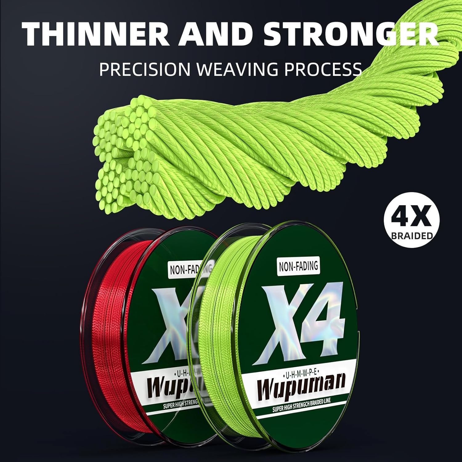 Braided Fishing Line 4 Strands (Non-Fading) Super 100% PE （LBS:6/8/10/15/20/30/40/50/60/70/80/90/100/130/150/200(150M 300M 500M 1000M)