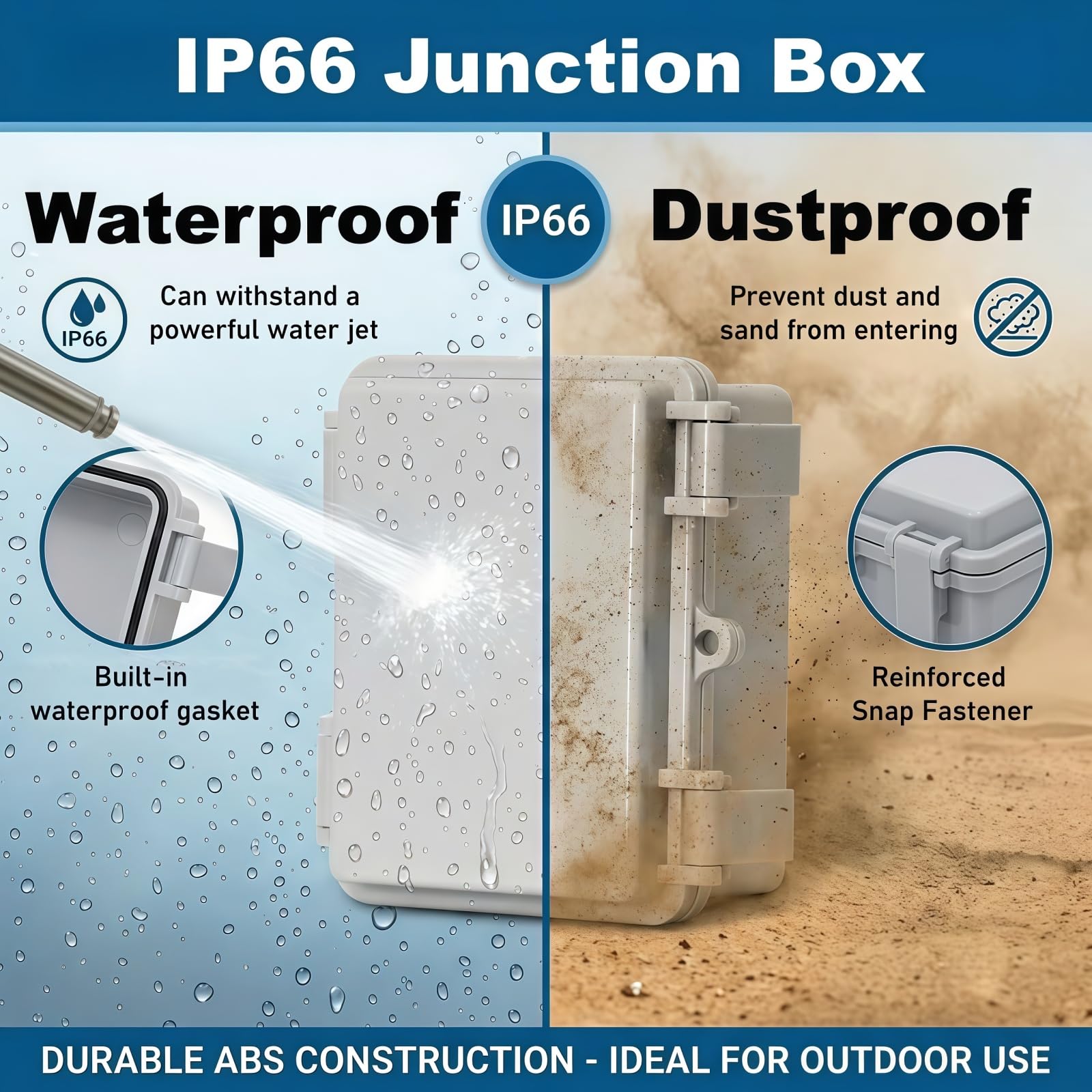 Abzweigdose für den Außenbereich, IP66 wasserdicht, verdicktes