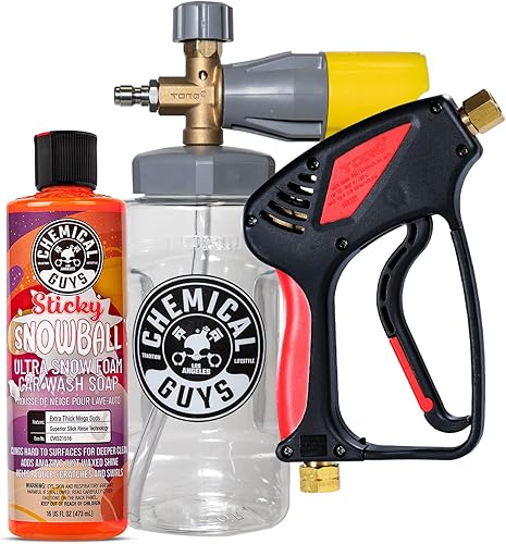 Chemical Guys CWS21516PMSK - Kit de iniciación de lavadora a presión de boca grande  Jabón de lavado de autos de espuma pegajosa de bola de nieve