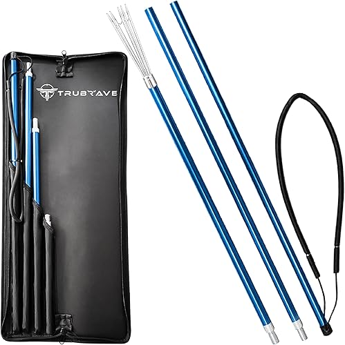 Trubrave - Lanza de pesca de eslinga - Lanza de poste de aluminio de viaje para pesca con punta de acero inoxidable, 5 puntas de paralizador, 3 en 1