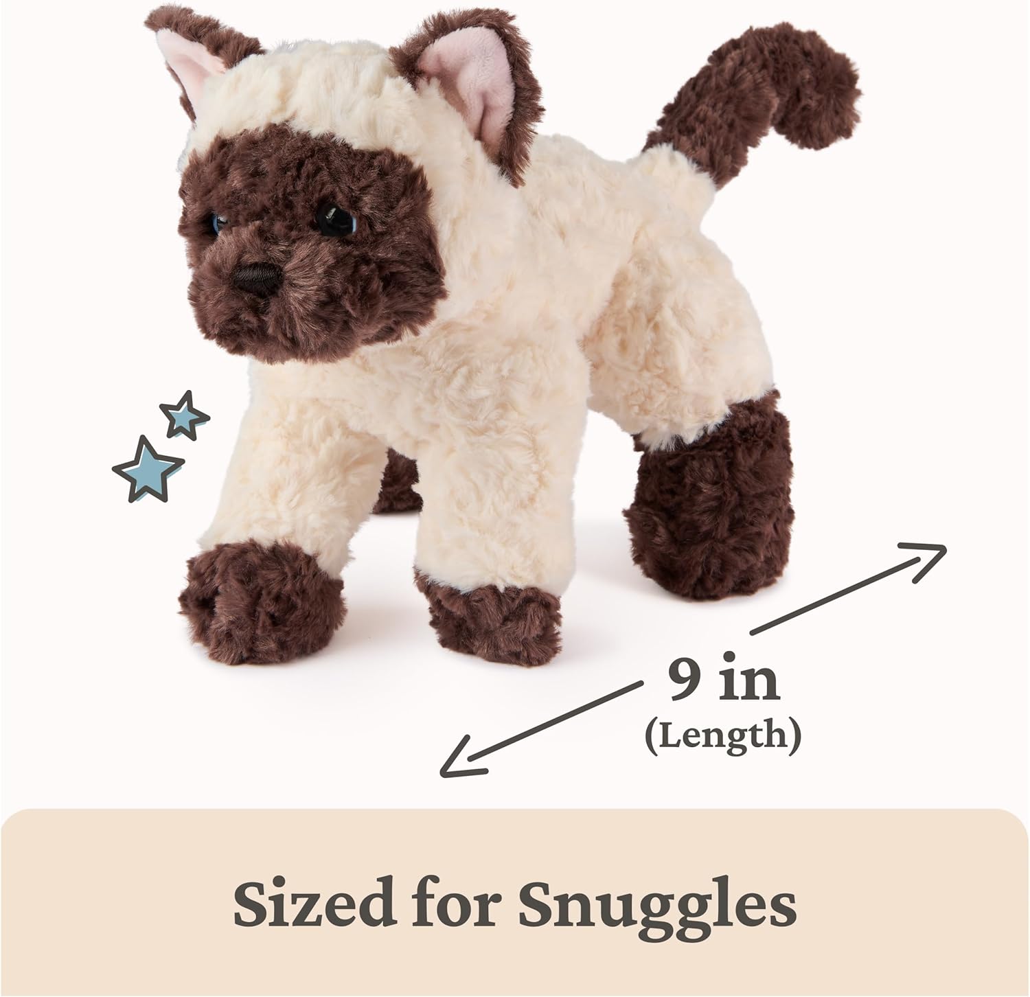 GUND Bootsie Siamese Kitten Plush Toy, Premium Cat Stuffed Animal for Ages 0 and Up, Cream/Brown, 9”