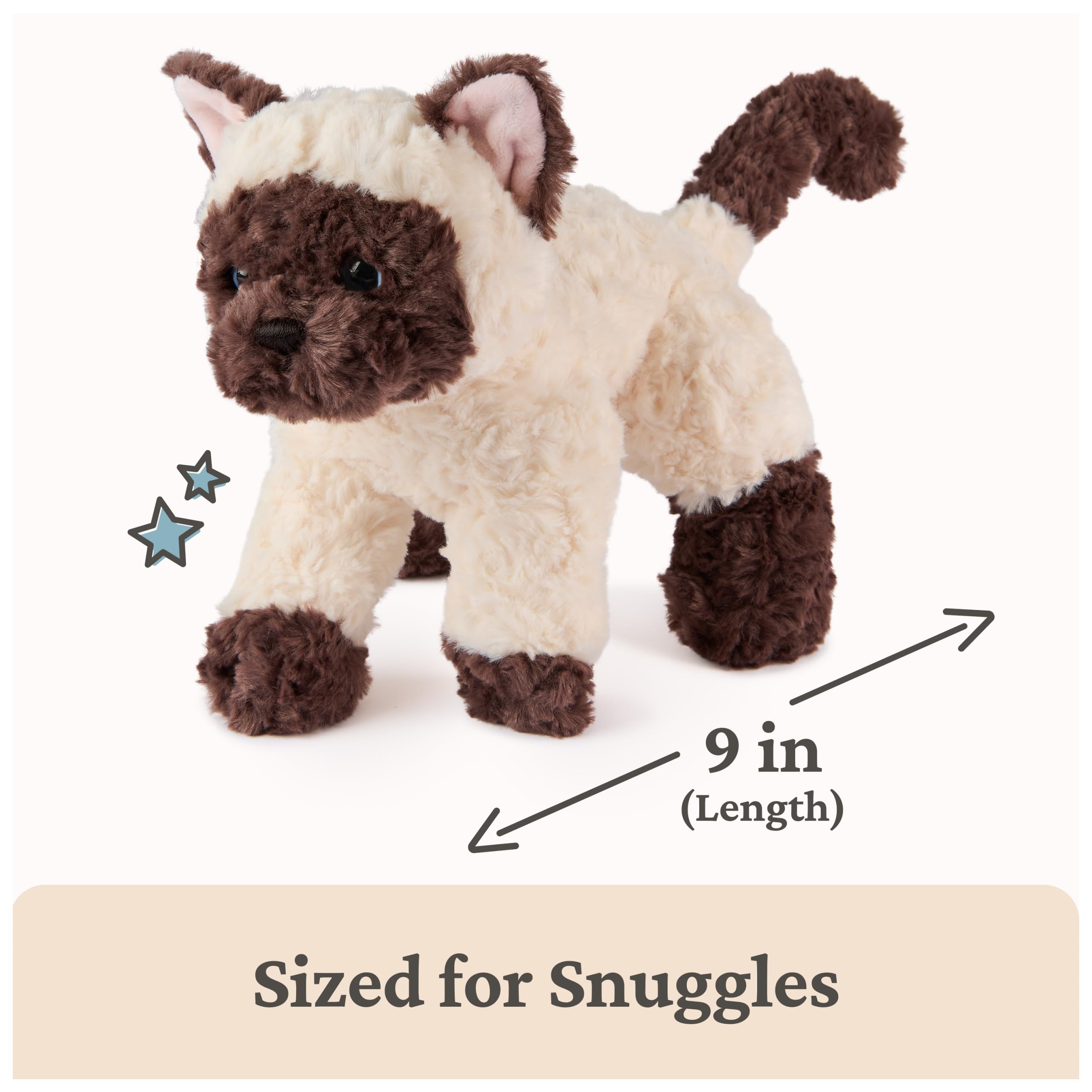 GUND Bootsie - Peluche de Gatito siamés, Animal de Peluche prémium para Edades de 1 año en adelante, Crema/marrón, 9 Pulgadas