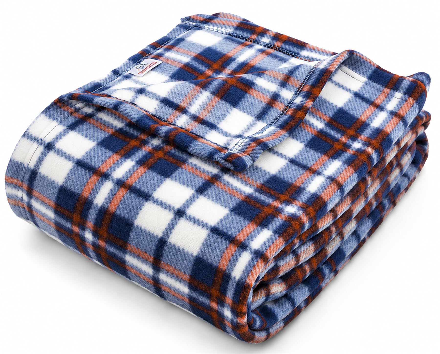 Adore Home 120x150cm Single Tartan Check Polar Fleece Throw Blanket Blue — image 1