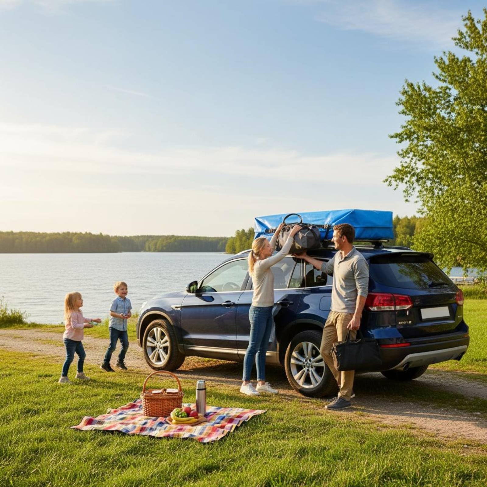 Qianly Borsa da Tetto Impermeabile Resistente Al Sole Borsa da Tetto SUV Grande Alta Capacità Bagaglio Auto per Automobilisti, Viaggiatori, Vacanza