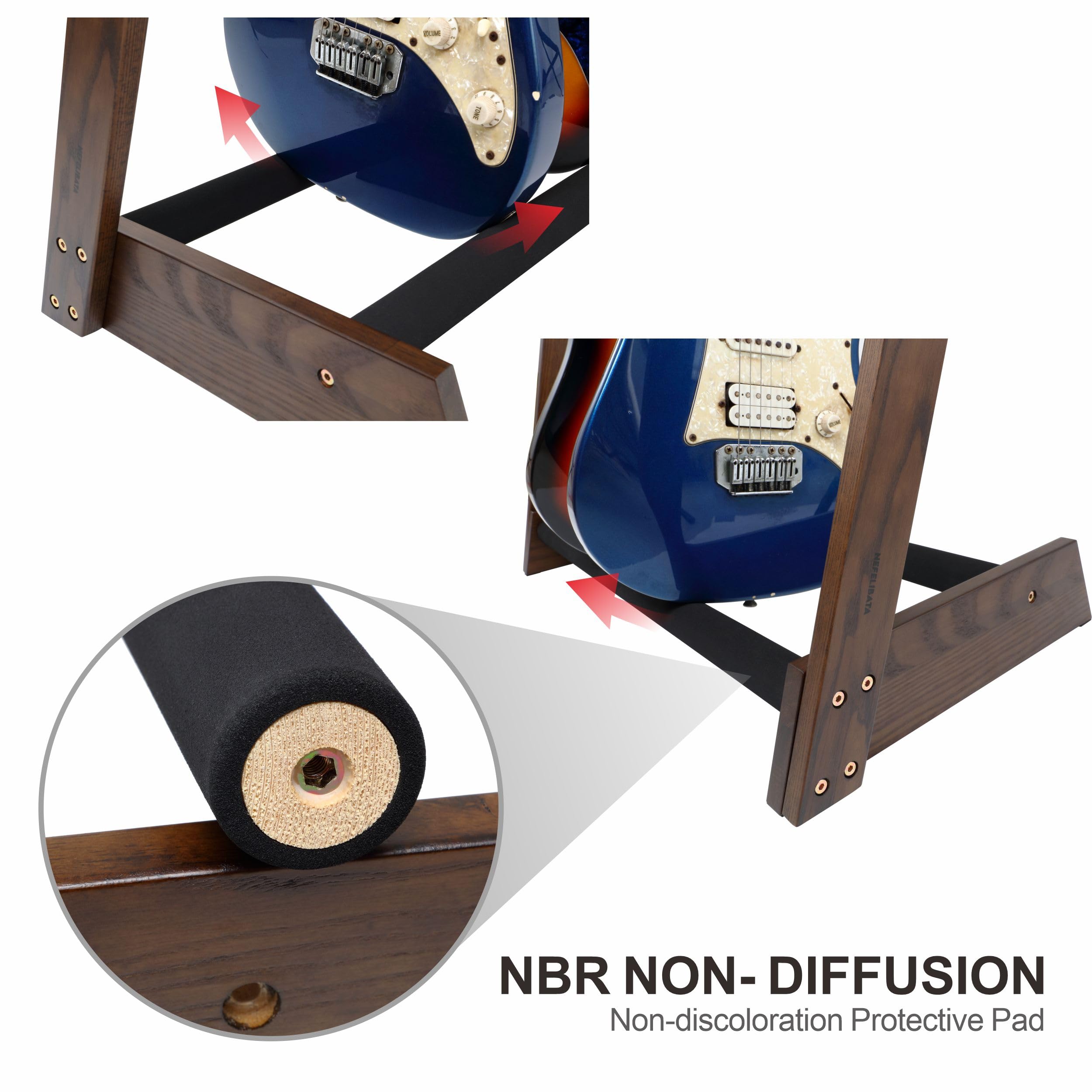 Nefelibata Supporto multiuso per chitarra, 5 supporti, in legno, per chitarre e custodie, chitarre elettriche, acustiche, bassi, violoncelli, frassino tedesco