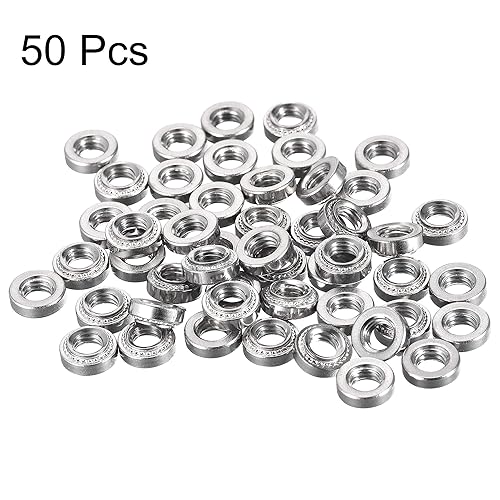 Miniatura 3 de uxcell Tuercas autoadhesivas, # 10-32 x 0.12 pulgadas, tuerca remachadora de acero inoxidable, cabeza redonda, acero inoxidable, fijación de