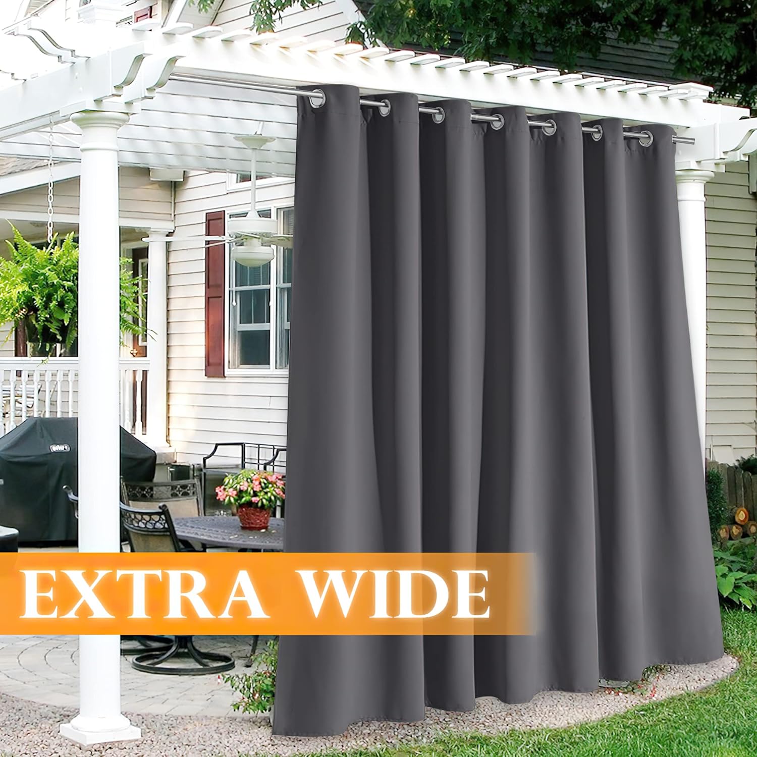 RYB HOME Patio Outdoor Curtains, UV Blackout Waterproof Privacy Shades Blind for Tent Temporary Door Garage Carport Porch Gazebo Pergola Arbor Party, W 52 x L 90, 1 Panel, Mocha RYB HOME Patio Outdoor Curtains, UV Blackout Waterproof Privacy Shades Blind for Tent Temporary Door Garage Carport Porch Gazebo Pergola Arbor Party, W 52 x L 90, 1 Panel, Mocha