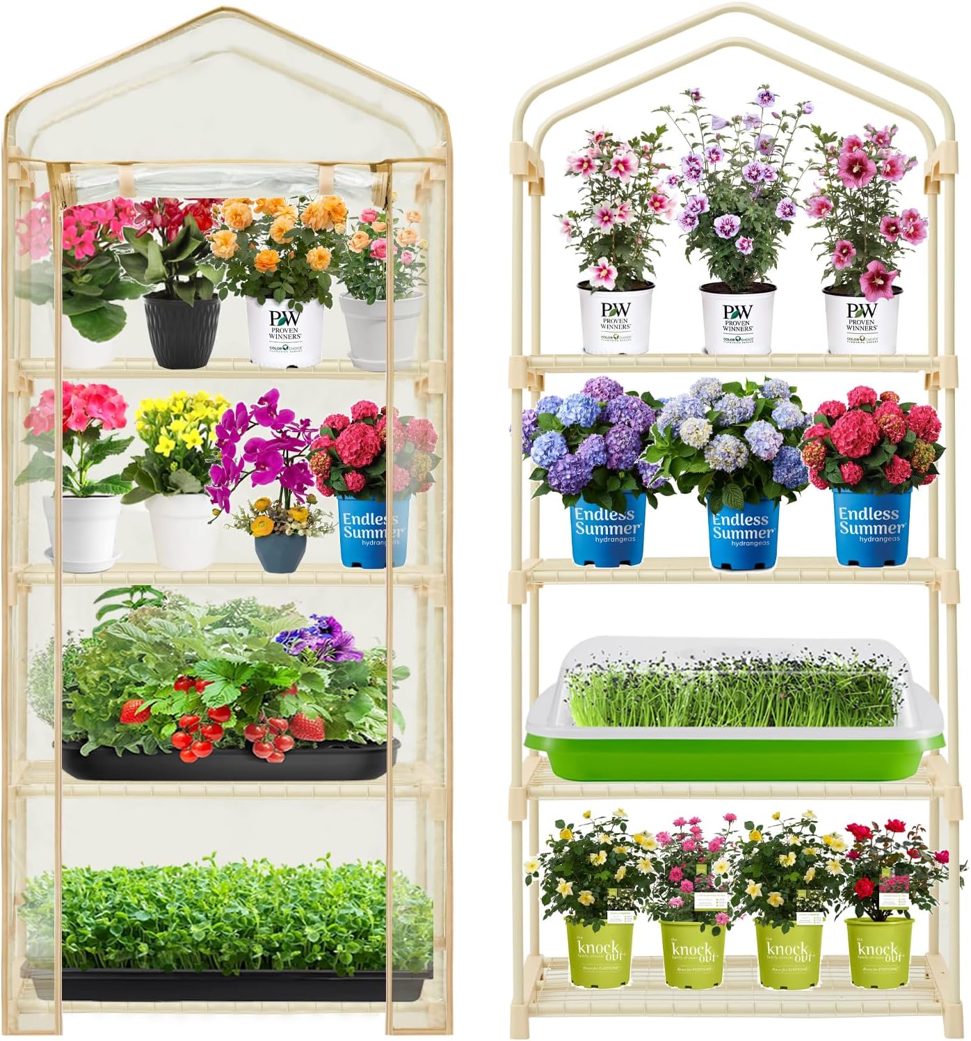 Garden 4-Tier Greenhouse – for Indoor Outdoor Gardening Hot House w/ Zippered Cover and Metal Shelves for Growing Vegetables, Flowers and Seedlings (PLGH704OWP)