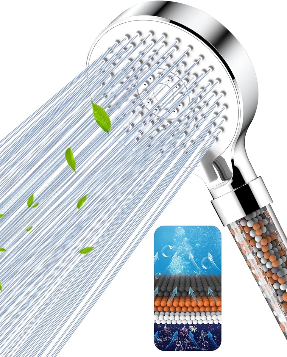 Magichome Filter Shower Head High Pressure 5 Modes, Universal Hard Water Filter Showerhead with Extra Replaceable Accessories, DIY Installation
