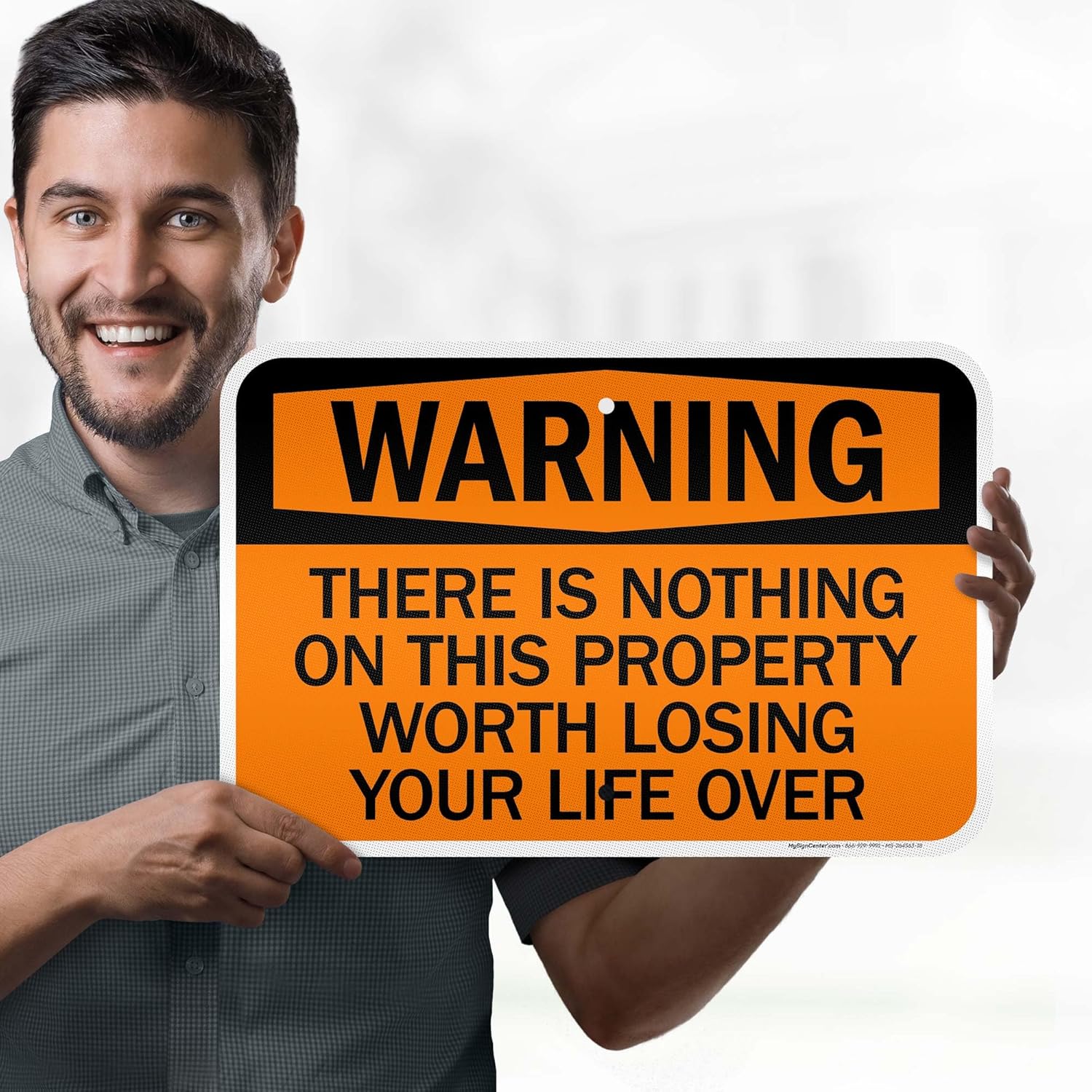 Warning There Is Nothing On This Property Worth Losing Your Life Over Sign, 12x18 Inches, 3M EGP Reflective .063 Aluminum, Fade Resistant, Made in USA by My Sign Center