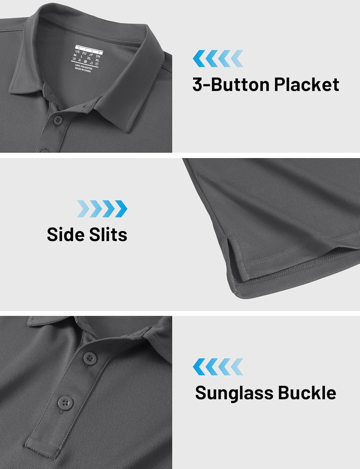 MAGCOMSEN 3 Pack Mens Polo Shirts Short Sleeve Moisture Wicking Athletic Casual Golf Polos Performance Collared Shirt - Image 6