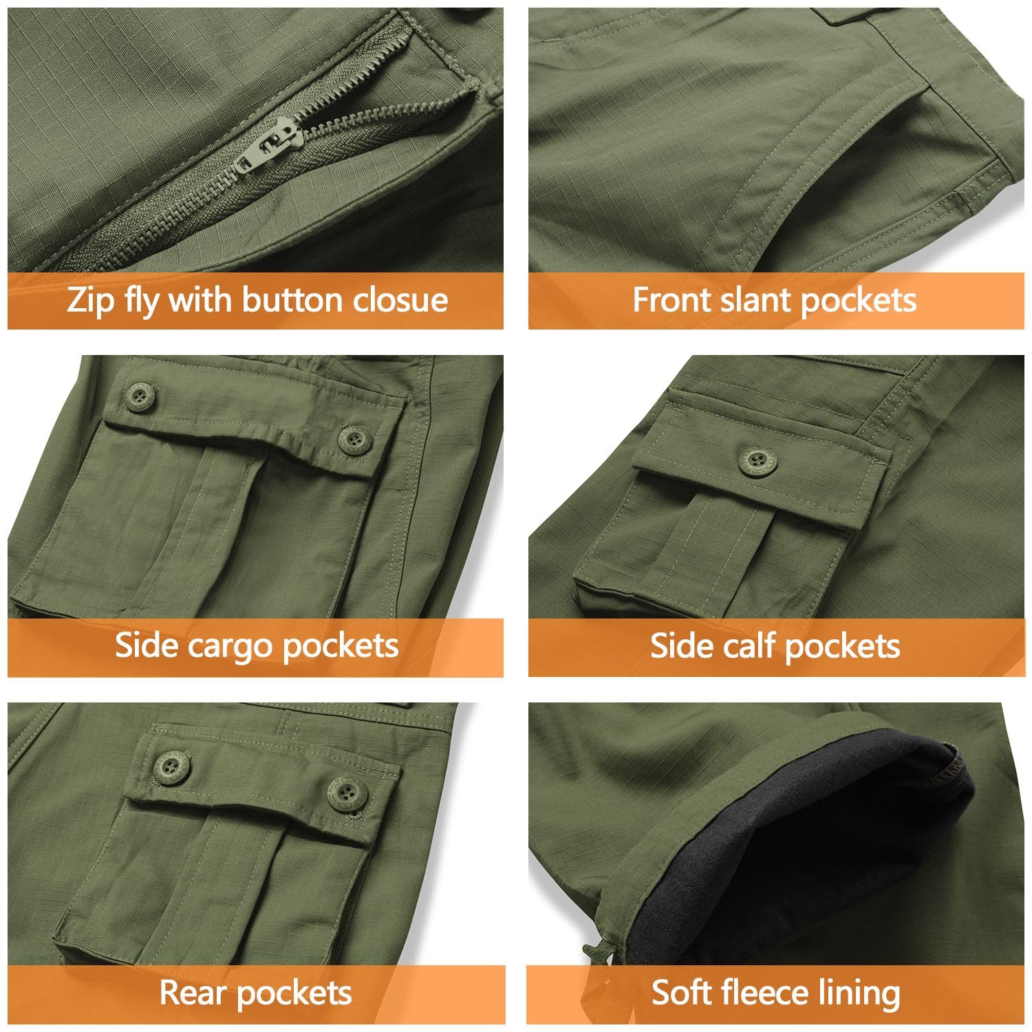 Snapklik.com : Mens Fleece Lined Cargo Pants Winter Camo Tactical Pants ...