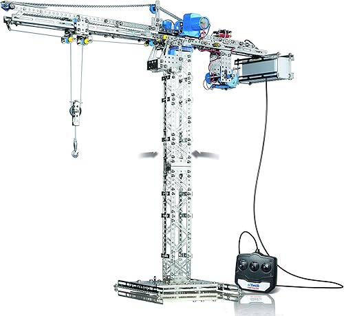 Eitech Kit de construcción de grúa motorizada de lujo de la serie exclusiva, introducción a la ingeniería y el aprendizaje STEM, acero