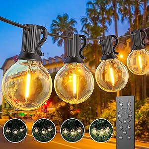 Toipwen Catena Luminosa Esterno Dimmerabile, Luci da esterno giardino 45.7M con Telecomando, 75 + 2 lampadine, IP45 Impermeabile, 2700K Bianco Caldo, Adatto per Patio, Balcone, Campeggio, Feste