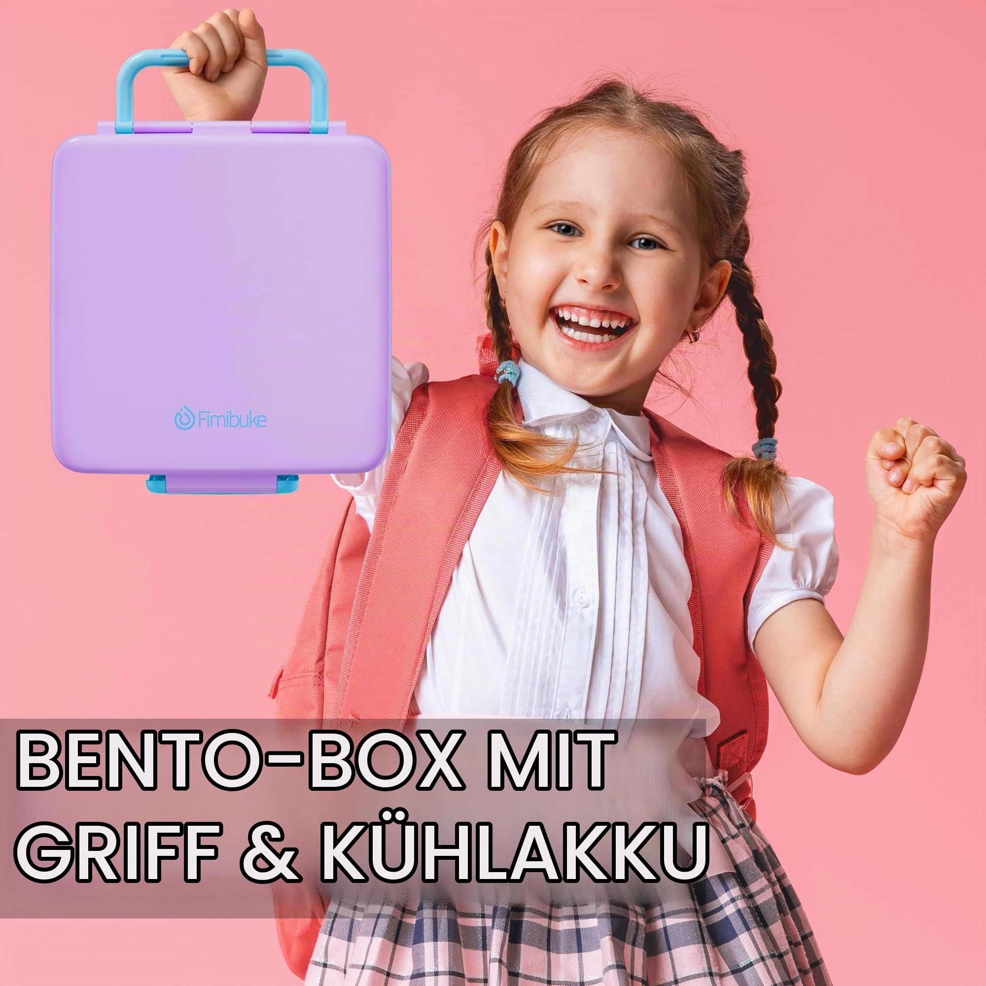 Fimibuke Chill Bento-Box für Kinder und Erwachsene, Kleinkinder, Lunchbox mit Eisbeutel | Lebensmittelbehälter mit 4 Fächern, auslaufsicher, BPA-frei, für Mädchen, Jungen, Schule, mikrowellen- und spülmaschinenfest
