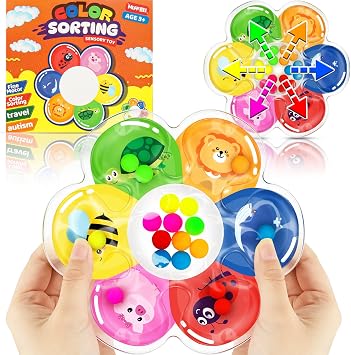 MORECOLL Color Sorting Sensory Toys for Toddlers & Kids, Preschool Fine Motor Skills for Autism, Fidget Color Matching Travel Toys, Calm Down Toy, Birthday Gifts for Boys & Girls