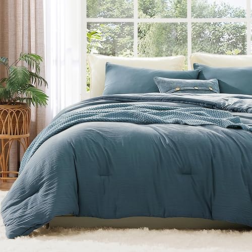 Miniatura 32 de WRENSONGE Juego de edredón Queen – Edredón de 3 piezas prelavado verde oliva, suave y ligero para todas las estaciones, edredón alternativo de 01-