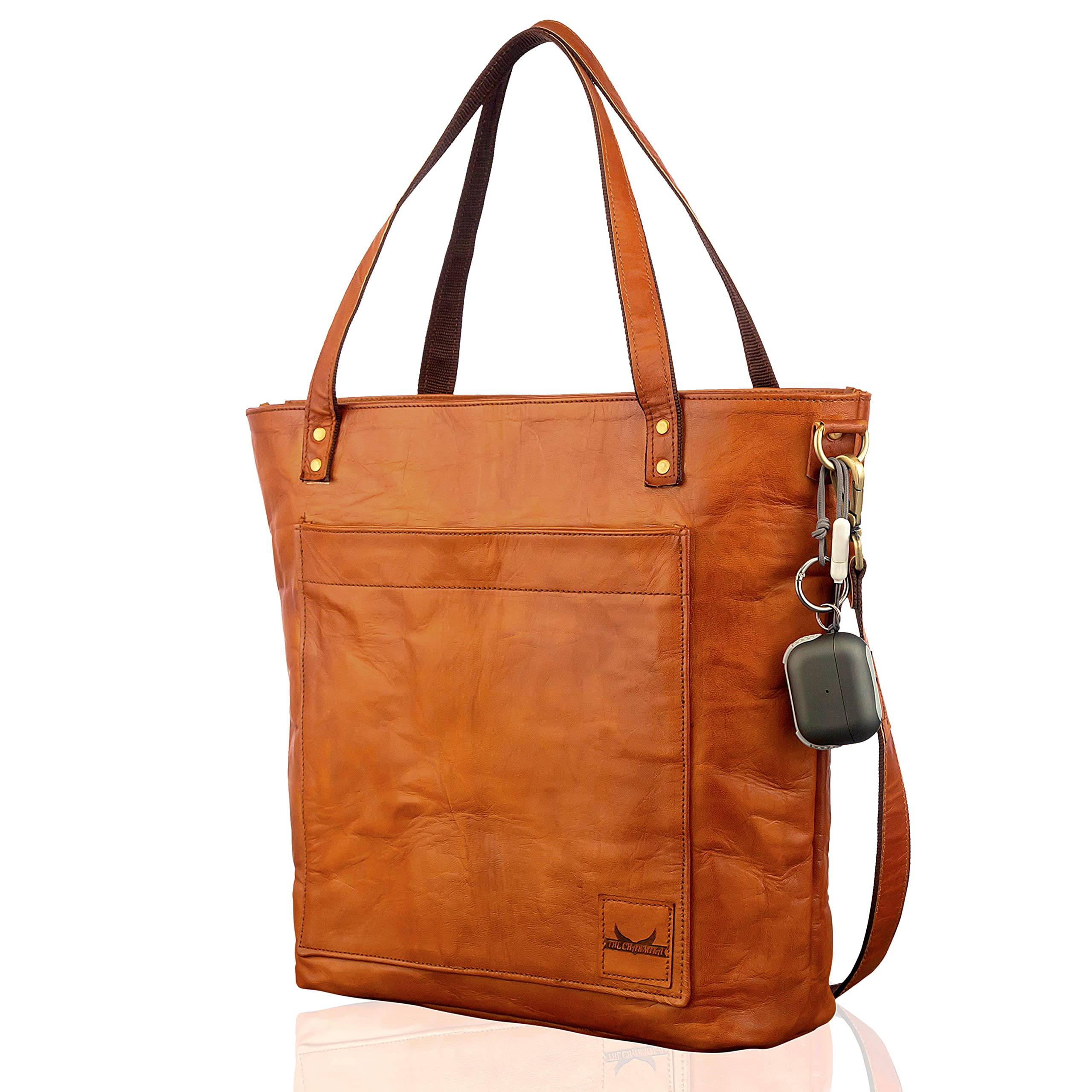 THE CHARMIKAVintage Leather Tote Bag – Large Tote Handbag, Durable, and Stylish Shoulder Bag For Woman