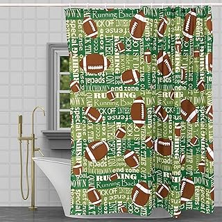 Passion for Football Collection Easy-Care Fabric Shower Curtain Set 70”x72” with 12 Hooks - Buy now
